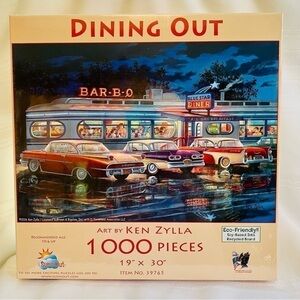 Jigsaw Puzzle DINING OUT 1000‎ Pc Panorama puzzle SunsOut NEW SEALED Made in USA
